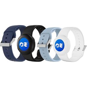 4 Pack Princess Cruise Medallion Holder ، معصم السيليكون الناعم لميدالية المحيط كرنفال ، أحجامان (S و L) في حزمة واحدة (Black & Midnight Blue (L)+Blue & White (S)) in Kuwait