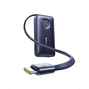 Baseus Enercore Power Bank, 10000mAh Fast Charging Portable Charger Built-in 45W Retractable USB-C Cable, Battery Pack for iPhone 16/15 Series, Samsung, Google Pixel, iPad, AirPods, Drone, Go Pro