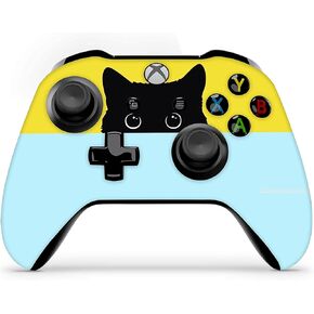 ZOOMHITSKINS Controller Skin Compatible with X1 S and X1 X, Vinyl Sticker Technology, Black Cat Kitty Cute Kitten Yellow Blue, Durable, 1 Skin, Made in The USA