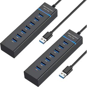 2 Pack USB Hub 3.0, USB Splitter Multiport USB Extender for Laptop, PC, MacBook, Mac Pro, Mac mini, iMac, Surface Pro and More USB Devices