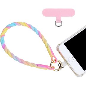Marble Silicone Beaded Phone Wrist Strap, Cellphone Lanyard with Tether Tab, Elastic Hands-Free Wristlet Bracelet