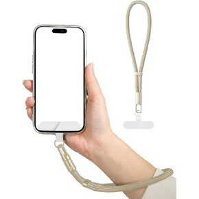 Phone Lanyard Hand Wrist Strap Lanyard with Tether Tabs, Adjustable Cell Phone Lanyard Strap, Universal Cell Phone Multifuctional Patch Lanyards，Beige