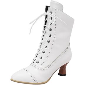 Women Fashion Mid Calf Cowboy Boots Pointed Toe High Heel Boots Pointed Toe Heel Side Zipper Pull on Booties Shoes