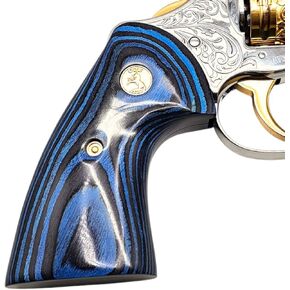 Blue-Black Pakkawood Grips with 24K Gold Accents for COLT Python & Anaconda | Exotic Wood, Custom Fit, Polished Finish, Luxury Firearm Accessory