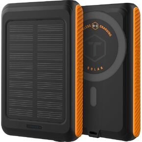 ToughTested ROC 5 Solar Power Bank 5000mAh, MagSafe Compatible Wireless Charger for iPhone 15/14/13, QC3.0 USB-C PD20W, IP54 Rugged Outdoor Battery with 5-Year Warranty for Travel, Camping