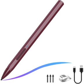 Stylus Pen for Microsoft Surface Pro9/8/X/7/6/5/4/3 Surface Go 3/2/1 Surface 3/Laptop/Studio/Book 4/3/2/1 with 4096 Tilt Pressure Palm Rejection Magnetic Attachment Rechargeable, Red