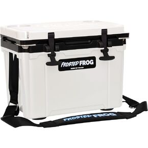 Made in USA Frosted Frog Hyper-Light 14 Quart Hard Cooler Insulated Portable Ice Chest Box for Beach, Beverages, Camping, Fishing, Boat, Barbecue, 30% Lighter Than Rotomolded Coolers