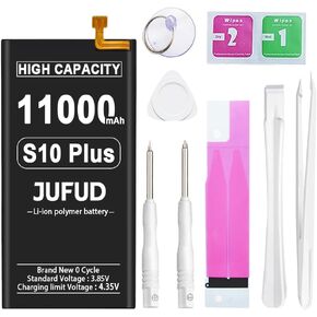 11000mAh Li-Polymer Replacement Battery for Samsung Galaxy S10 Plus - High-Capacity Zero Cycle Battery Compatible with SM-G975F G975U G975W G975U1 G9750 G975N Includes Repair Kit