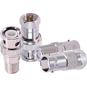 4Pcs F to BNC Adapter Kit, F Male/Female to BNC Male/Female Coaxial Connector for CCTV, Video Application, Radio Antenna, Satellite Scanner RG6/RG59/RG58/SDI/HD SDI