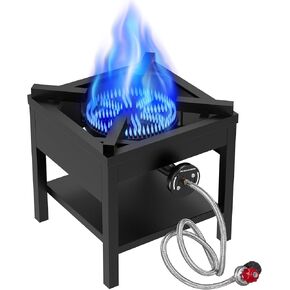 Llamaviva 260،000 BTU موقد غاز بروبان في الهواء الطلق-موقد واحد محمول مع 0-30 PSI منظم قابل للتعديل وخرطوم مصنوع من الصلب للتخييم ، والقلي الديك الرومي ، والخمير المنزلي