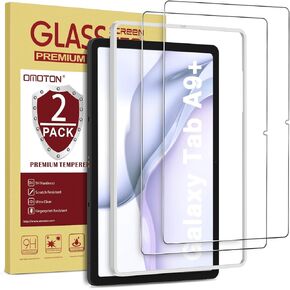 واقي شاشة OMOTON لجهاز Samsung Galaxy Tab A9 Plus 5G Tablet، [عبوة من قطعتين] / إطار ملائم للحافظة/إطار محاذاة/زجاج مقسى (11 بوصة، إصدار 2023)، وليس لـ Tab A9