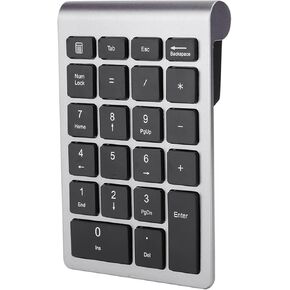 Number Pad for Laptop, RF304 22 Keys Numeric Keypad Numeric Keypad for Laptop Numeric Keypads USB Keyboard with Receiver (Silver Black)