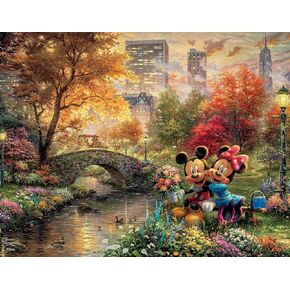 Ceaco - 4 in 1 Multipack - Thomas Kinkade - Disney Dreams Collection - Cinderella, The Lion King, Mickey and Minnie, & The Little Mermaid - (4) 500 Piece Jigsaw Puzzles , Blue