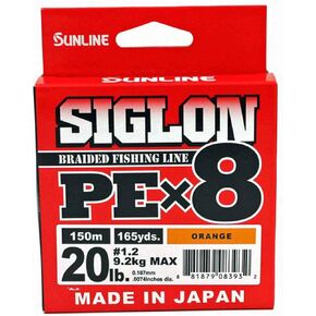 Sunline 63053492 Siglon PEx8 8-Strand Braided Line 20lb 165yd Orange Tight Weave Low Diameter