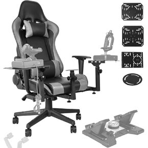 Anman Multifunctional Flight Racing Simulator Cockpit Joystick/Hotas Mount with Chair Fit for Thrustmaster A10C Hotas Warthog Logitech X56 X52 Race car seat Adjustable Racing Steering Wheel Mount