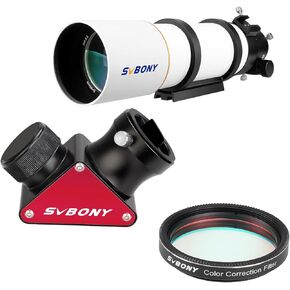 SVBONY SV48P 90mm Refractor Telescope Bundle with SV231 1.25" Color Corrected Filter, SV188P Dielectric Mirror Star Diagonal for Moon Astrophotography, Enhanced Clarity and Contrast