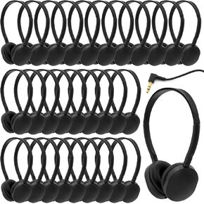 30 Pcs Kids Bulk Headphones for Classroom, Classroom Headphones Bulk for School Students Kids Children, Compatible with 3.5mm Jack for Library Children Adults Office Gifts(Black)