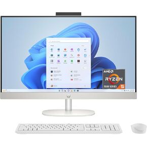 HP 27 inch All-in-One Desktop PC, FHD Touchscreen, AMD Ryzen 5 7520U, 8 GB RAM, 512 GB SSD, AMD Radeon Graphics, Windows 11 Home, Shell White, 27- cr0160 (2025)