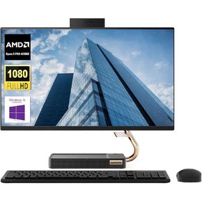 Lenovo Ideacentre A540 23.8" FHD All-in-One Desktop, AMD Ryzen 5 Pro 4650GE, 32GB RAM 1TB PCIe SSD, Webcam, HDMI, Wireless Keyboard & Mouse, Windows 10 Pro, Black