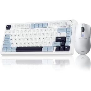 AULA Wireless Keyboard and Mouse Combo, F75 75% Mechanical Keyboards, Hot Swappable Custom Keyboard+SC580 Wireless Gaming Mouse White