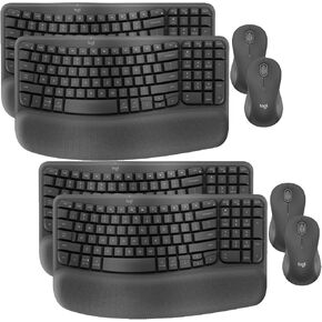 Logitech MK670 Comfort Wave Wireless Keyboard & Mouse Combo Travel Home Office Modern Bundle for PC & Laptop, Pack of 4
