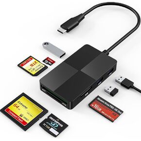 Memory Stick pro Duo Adapter Reader - 8 in 1 SD/TF/MS/CF/XD Card Reader for USB-C Device, USB C Multi Memory Card Reader with 3 USB 2.0 Ports, XD Picture Card Reader