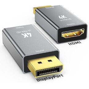1-Pack DisplayPort 1.2 to HDMI 2.0 Adapter (4K@60Hz,1440P/2K@120Hz) Uni-Directional DP (Source) to HDMI (Display) Converter Compatible with PC,Desktop,AMD,NVIDIA,and Gaming Monitors