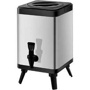 Square Milk Tea Bucket,Stainless Steel Commercial Coffee Pot,Drink Dispenser for Party, Suitable for Restaurants, Families, and Hotel Parties,Gray,12L
