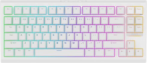 EPOMAKER G84 80% RGB Gaming Mechanical Keyboard, 2.4GHz/ Type-C/BT Wireless Keyboard, QMK/VIA Programmable, Hot-Swappable, NKRO, with Shine Through PBT Keycaps for Gamers (White, Creamy Jade Switch) in Saudi Arabia