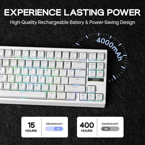 EPOMAKER G84 80% RGB Gaming Mechanical Keyboard, 2.4GHz/ Type-C/BT Wireless Keyboard, QMK/VIA Programmable, Hot-Swappable, NKRO, with Shine Through PBT Keycaps for Gamers (White, Creamy Jade Switch) in Saudi Arabia
