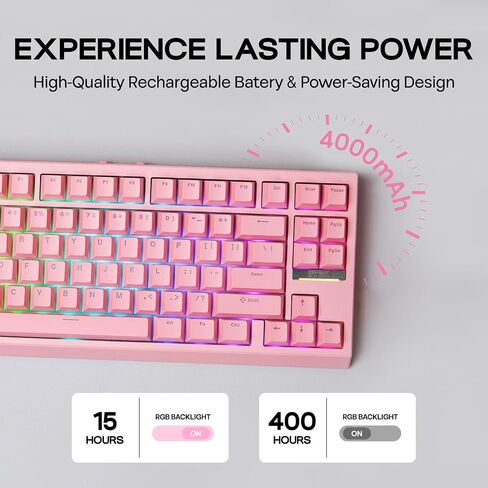 Epomaker G84 80 ٪ RGB لوحة مفاتيح ميكانيكية للألعاب ، 2.4 جيجا هرتز/Type-C/BT اللوحة اللاسلكية ، QMK/عبر برنامج NKRO قابل للبرمجة ، قابلة للتبديل ، مع تألق من خلال مفاتيح PBT للاعبين (أبيض ، مفتاح JADE الكريمي) in Saudi Arabia