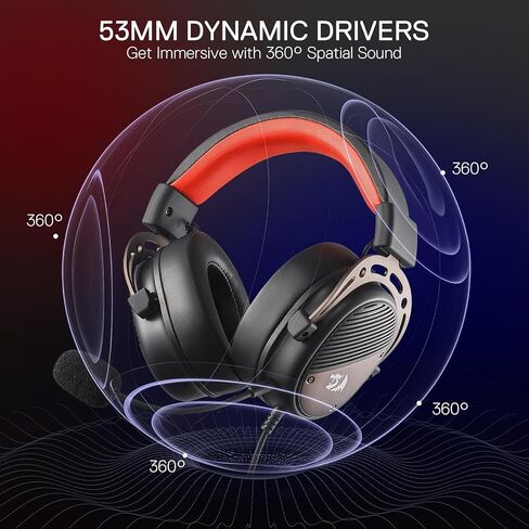 Redragon H730 USB سماعة ألعاب سلكية-برامج تشغيل 53 مم ، 360 درجة صوت مكاني ، ميكروفون قابل للانفصال عن الضوضاء ، وسائد أذن قابلة للاستبدال المغناطيسي ، تعمل سماعات الرأس الزائدة على أجهزة الكمبيوتر/PS4/PS5 ، أبيض in Kuwait