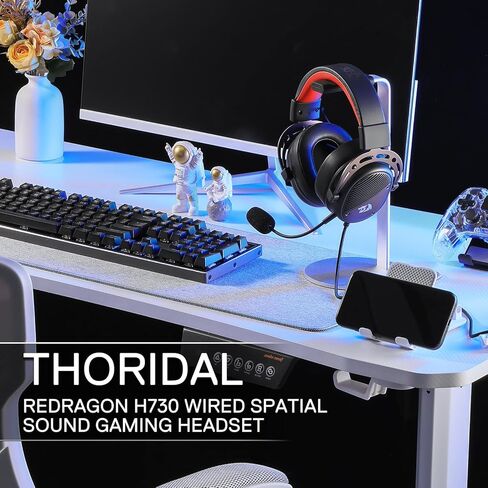 Redragon H730 USB سماعة ألعاب سلكية-برامج تشغيل 53 مم ، 360 درجة صوت مكاني ، ميكروفون قابل للانفصال عن الضوضاء ، وسائد أذن قابلة للاستبدال المغناطيسي ، تعمل سماعات الرأس الزائدة على أجهزة الكمبيوتر/PS4/PS5 ، أبيض in Kuwait