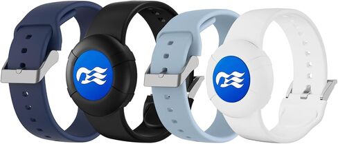 4 Pack Princess Cruise Medallion Holder ، معصم السيليكون الناعم لميدالية المحيط كرنفال ، أحجامان (S و L) في حزمة واحدة (Black & Midnight Blue (L)+Blue & White (S)) in Kuwait