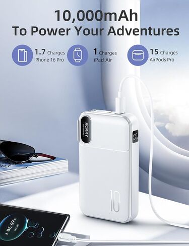 RORRY Portable Charger w/Wall Plug 10000mAh Power Bank 22.5W Battery Pack in Saudi Arabia