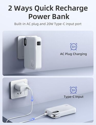 RORRY Portable Charger w/Wall Plug 10000mAh Power Bank 22.5W Battery Pack in Saudi Arabia