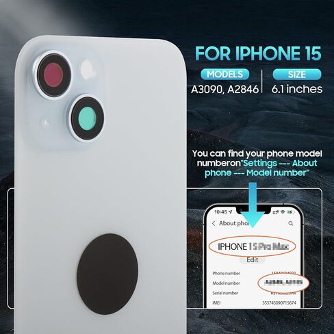 AGCUT for iPhone 15 Back Glass Replacement for iPhone 15 Rear Back Glass Waterproof and Camera Lens+Professional Repair Tool Kit (Green) in Saudi Arabia