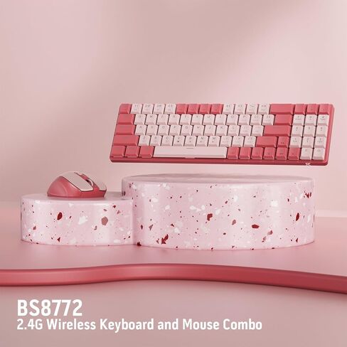 Redragon BS135 Wireless Keyboard and Mouse Combo, 75% 78 Keys 2.4Ghz Wireless Low-Profile Mechanical Keyboard w/Rechargeable Battery, Single Blue Blacklight, 2400 DPI Ergonomic Mouse (Lollipop Blue) in Kuwait