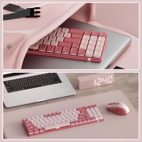 Redragon BS135 Wireless Keyboard and Mouse Combo, 75% 78 Keys 2.4Ghz Wireless Low-Profile Mechanical Keyboard w/Rechargeable Battery, Single Blue Blacklight, 2400 DPI Ergonomic Mouse (Lollipop Blue) in Kuwait