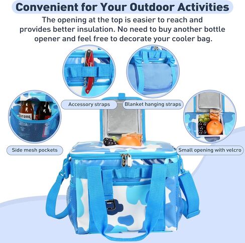 Tirrinia Soft Cooler Bag 24 Cans, Insulated Leakproof Portable Cooler with Lightweight & Adjustable Strap - Small Beach Cooler for Camping, Travel, Car, Picnic, Lunch Cooler Box in Saudi Arabia