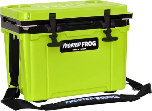 Made in USA Frosted Frog Hyper-Light 14 Quart Hard Cooler Insulated Portable Ice Chest Box for Beach, Beverages, Camping, Fishing, Boat, Barbecue, 30% Lighter Than Rotomolded Coolers in Kuwait