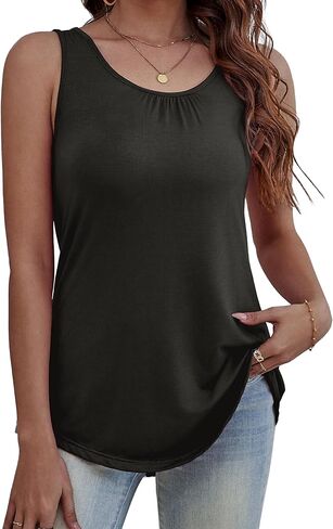 Othyroce Womens Plus Size Tunic Tops Sleeveless Summer Printed Flowy Tank Top Blouses T-Shirts in Kuwait