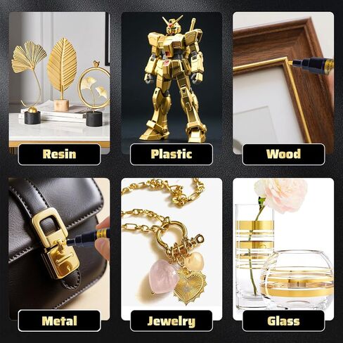 5 Liquid Gold Paint Pens for Art, Mirror Chrome Marker, Reflective Gloss Permanent Marker, Touch Up Repair Paint Pen for Model, Wood, Rock, Glass, and Christmas Ornaments Craft (2-3mm / 1mm / 1-3mm) in Saudi Arabia