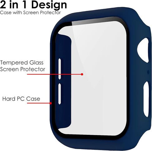 [2 حزمة متوافقة مع Apple Watch 3 2 1 Series IWatch 9H CASP CASS CASE COMPLE COMPLEST COVERT CORPERT WIRELESS شحنة خفيفة من الخدش مقاوم (الأزرق ، 38 مم) in Kuwait
