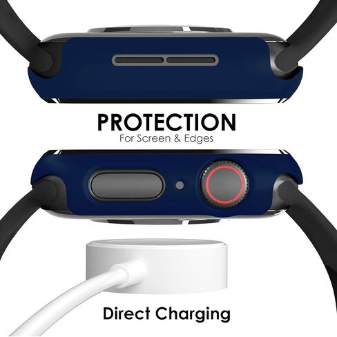 [2 حزمة متوافقة مع Apple Watch 3 2 1 Series IWatch 9H CASP CASS CASE COMPLE COMPLEST COVERT CORPERT WIRELESS شحنة خفيفة من الخدش مقاوم (الأزرق ، 38 مم) in Kuwait