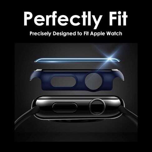 [2 حزمة متوافقة مع Apple Watch 3 2 1 Series IWatch 9H CASP CASS CASE COMPLE COMPLEST COVERT CORPERT WIRELESS شحنة خفيفة من الخدش مقاوم (الأزرق ، 38 مم) in Kuwait