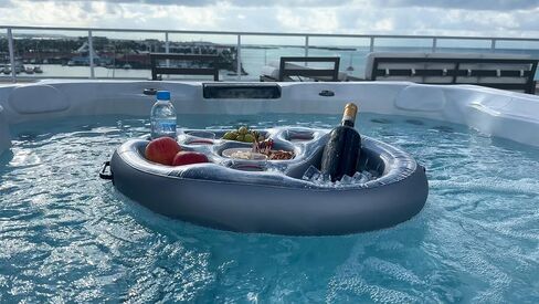 Gearplex Inflatable Drink Floats for Swimming Pool, Hot Tub, Lake, and Ocean, Floating Tray for Snacks, Cocktails, Beer, and Wine, Summer Accessories for Adults. Free Beach Ball in Saudi Arabia