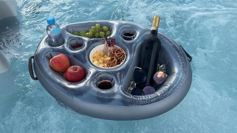 Gearplex Inflatable Drink Floats for Swimming Pool, Hot Tub, Lake, and Ocean, Floating Tray for Snacks, Cocktails, Beer, and Wine, Summer Accessories for Adults. Free Beach Ball in Saudi Arabia