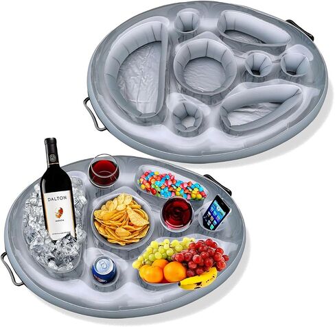 Gearplex Inflatable Drink Floats for Swimming Pool, Hot Tub, Lake, and Ocean, Floating Tray for Snacks, Cocktails, Beer, and Wine, Summer Accessories for Adults. Free Beach Ball in Saudi Arabia