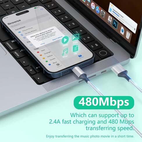 16 قدمًا/5 أمتار إضافية USB C إلى كابل شاحن Lightning لـ iPhone ، سلك شاحن معتمد من Apple MFI ، سلك شحن بيانات مزامنة الشحن السريع من Apple ، in Saudi Arabia